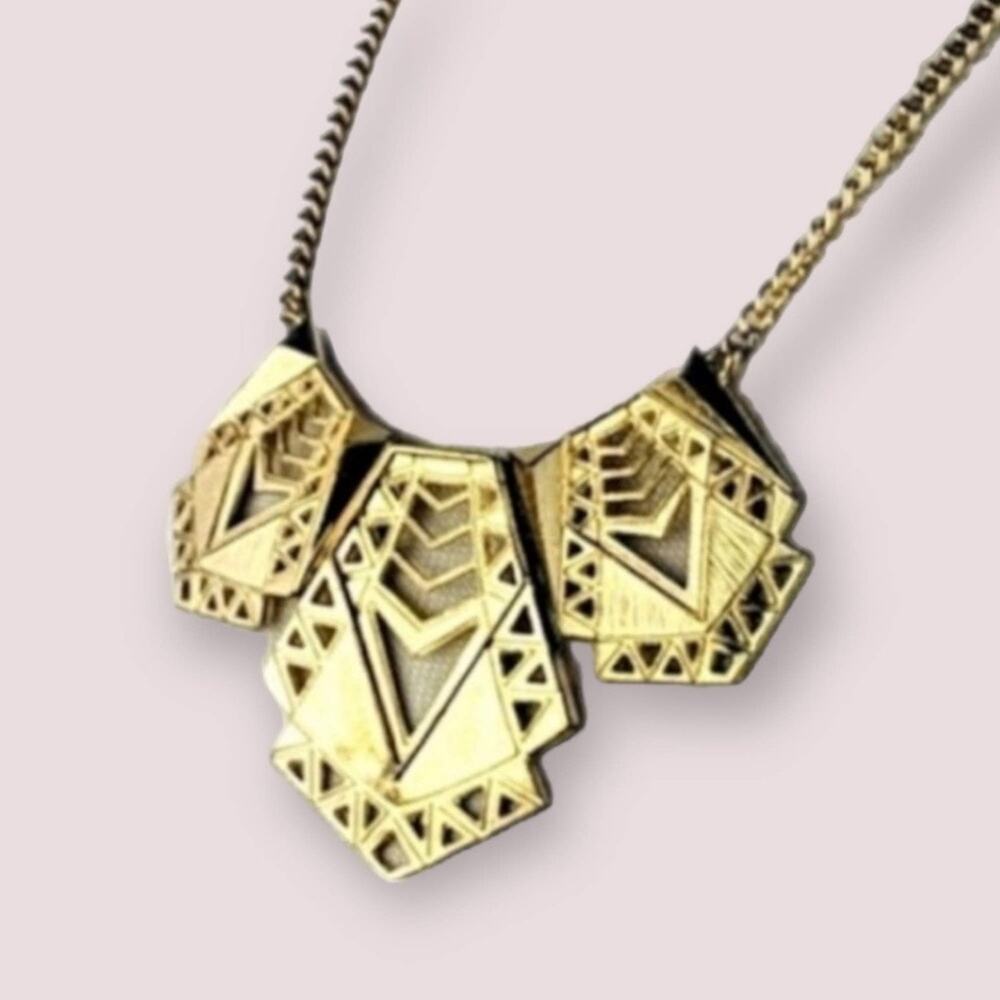 Techno gold-tone statement necklace
